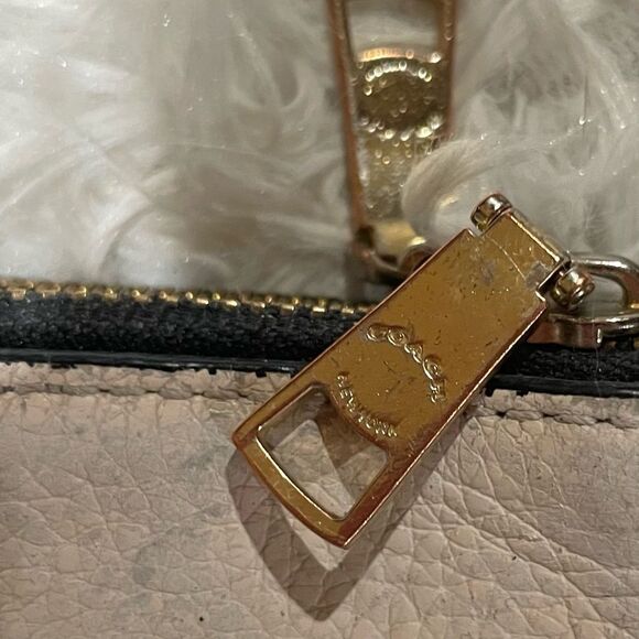 Coach Color Block Rouge Creme Pebbled Leather Large Double Zip Wristlet Clutch - Picture 6 of 16